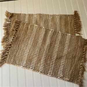 Vintage Woven Cotton Placemats Fringe Edge Farmhouse